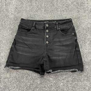 Maurices Shorts Womens 10 Black Jean Denim Super High Rise Button Fly Stretch